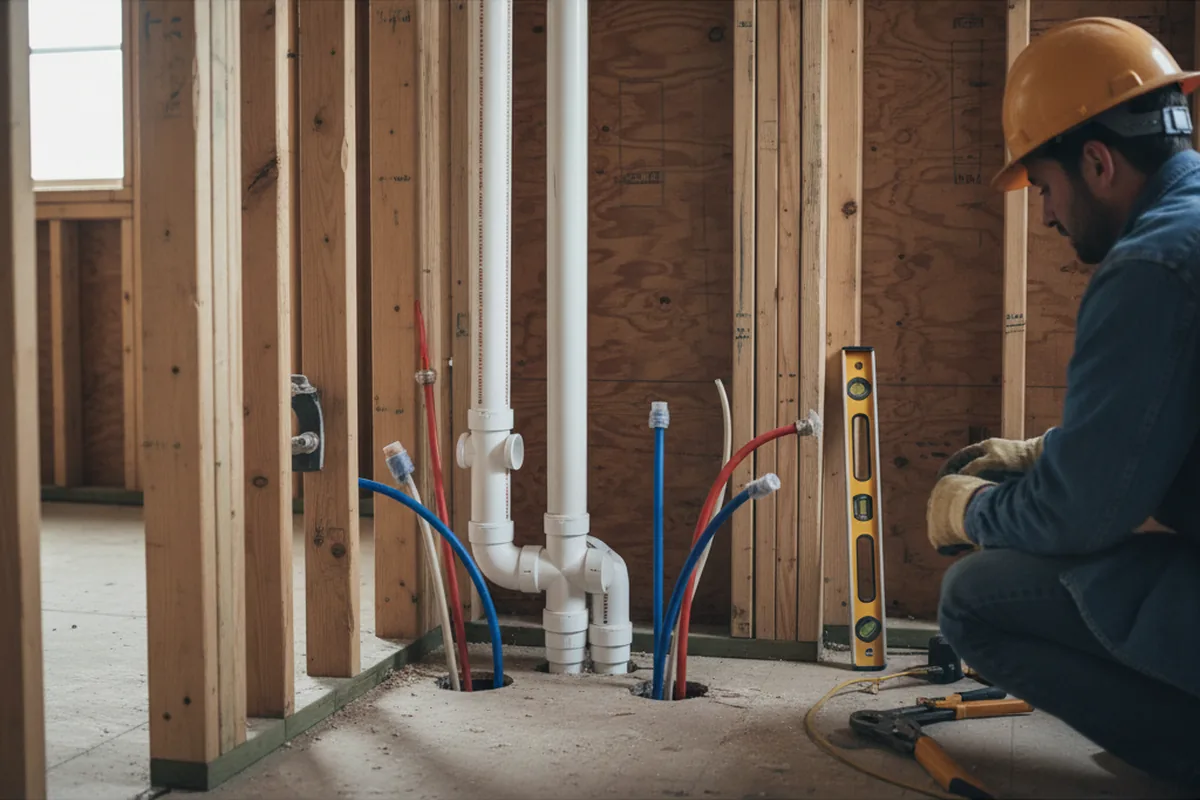 Drain and supply rough-in during Drain Cleaning in Phoenicia
