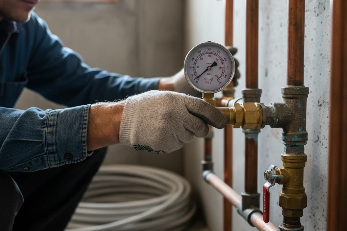 Pressure testing a repaired line during Water Line Repair in Phoenicia